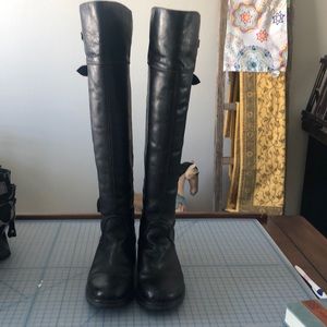 Harley Davidson over knee leather boots back zip!